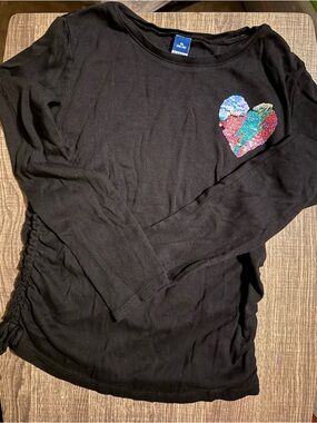 Old Navy Black Long Sleeve Top with Multicolor Sequin Heart